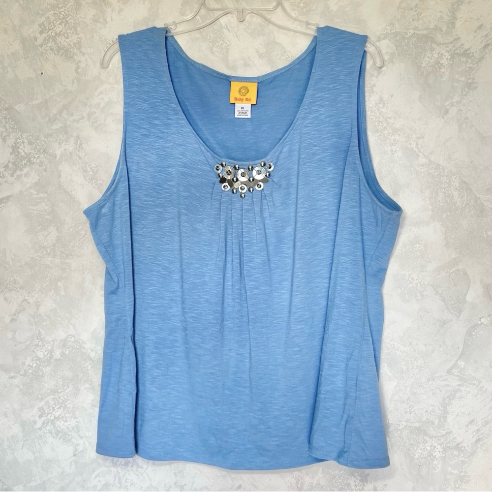 Ruby Rd beaded pleated tank